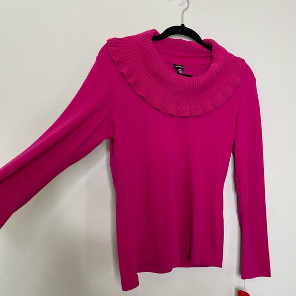 Rafaella Sweater Casual Cowl Neck Long Sleeve Knitted Pullover Barbie Pink M NWT - Picture 5 of 11